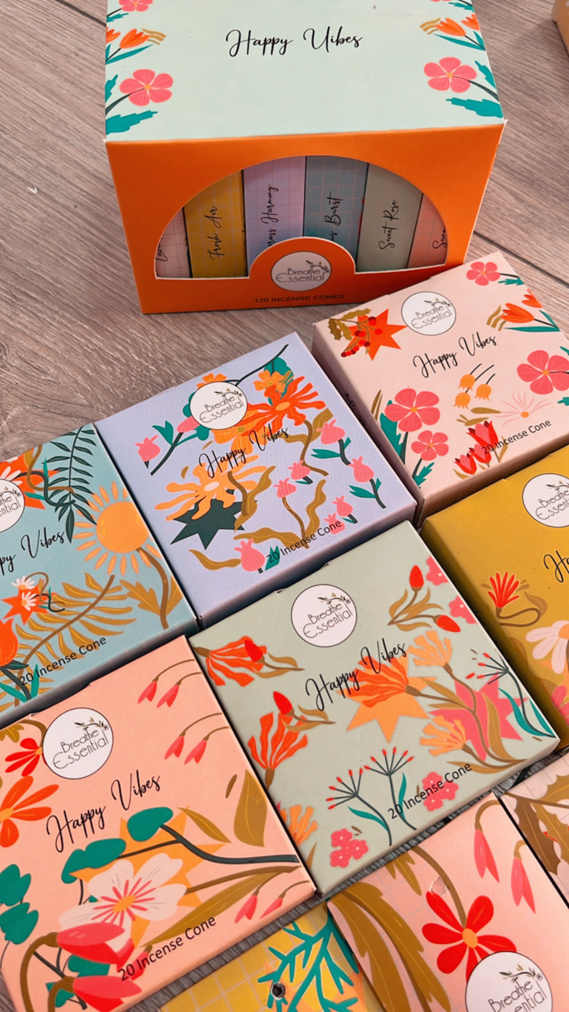 Pack X6 Incienso conos happy vibes