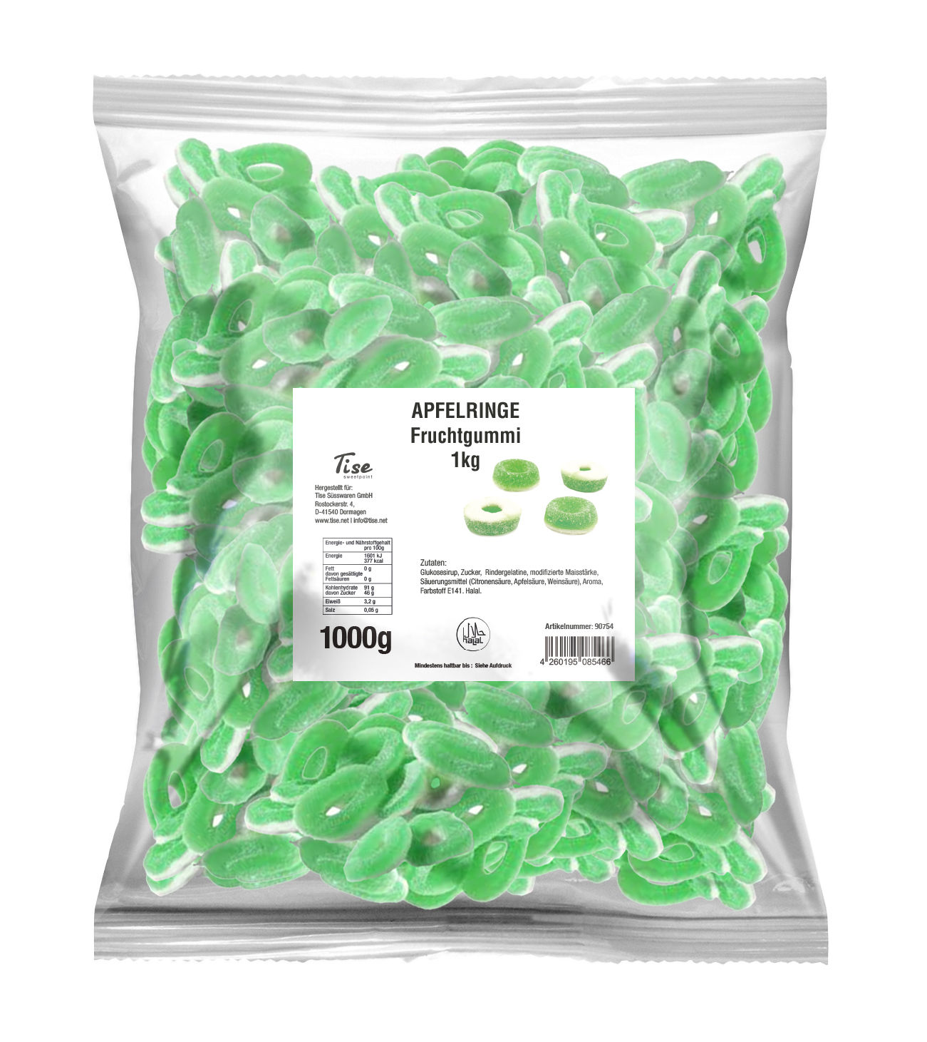Apfelringe gezuckert - Fruchtgummi Beutel (1kg)