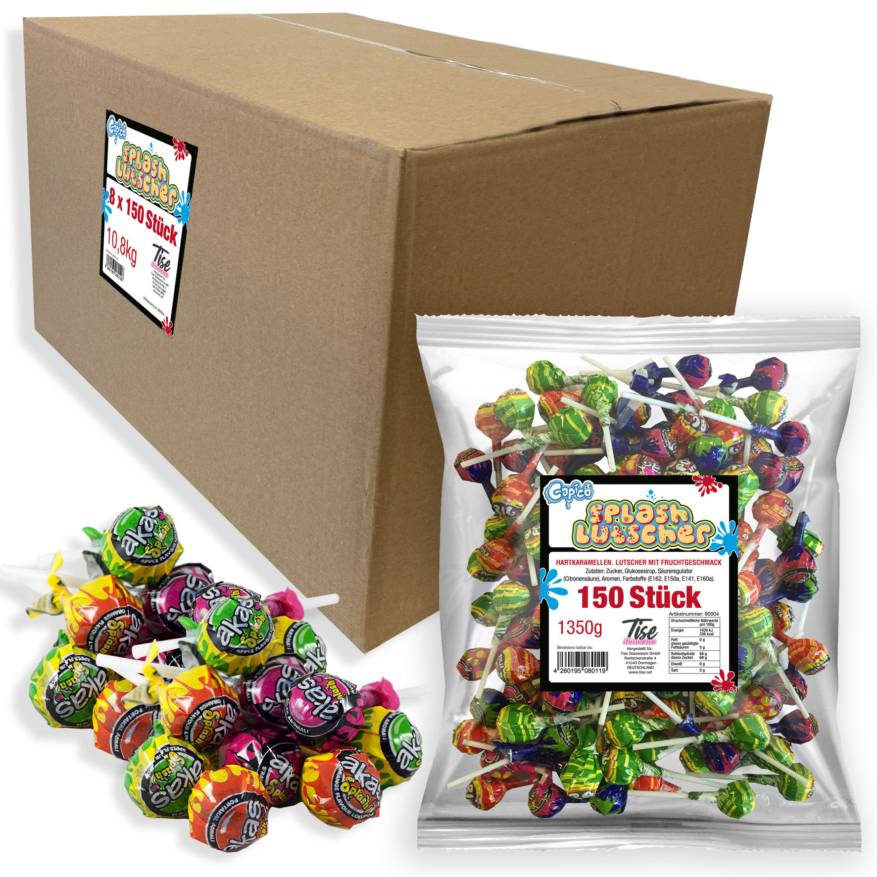 Splash Lutscher Karton (8x150er Beutel)