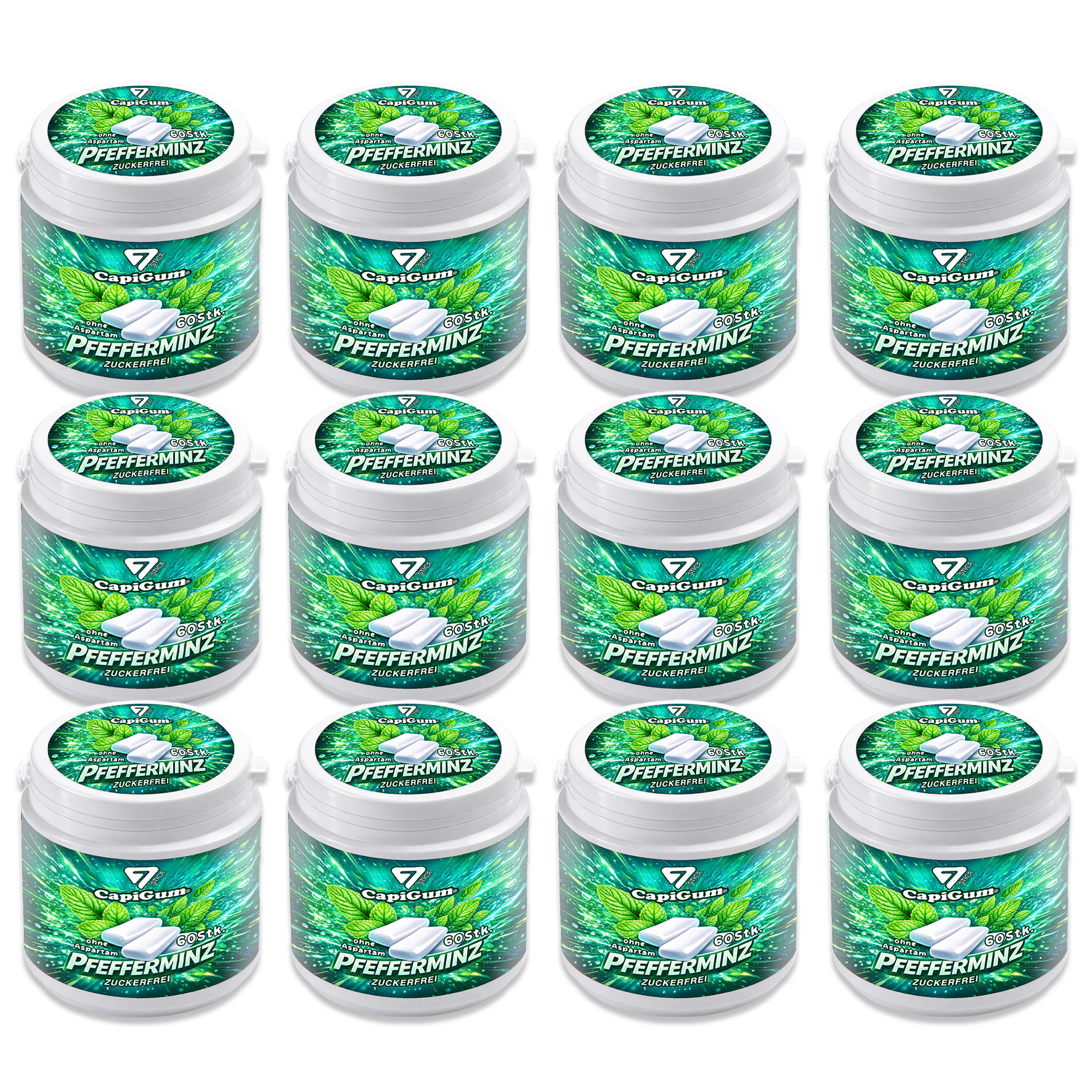 Capico Kaugummi Zuckerfrei Pfefferminz 12 x 60 Stück (960g)