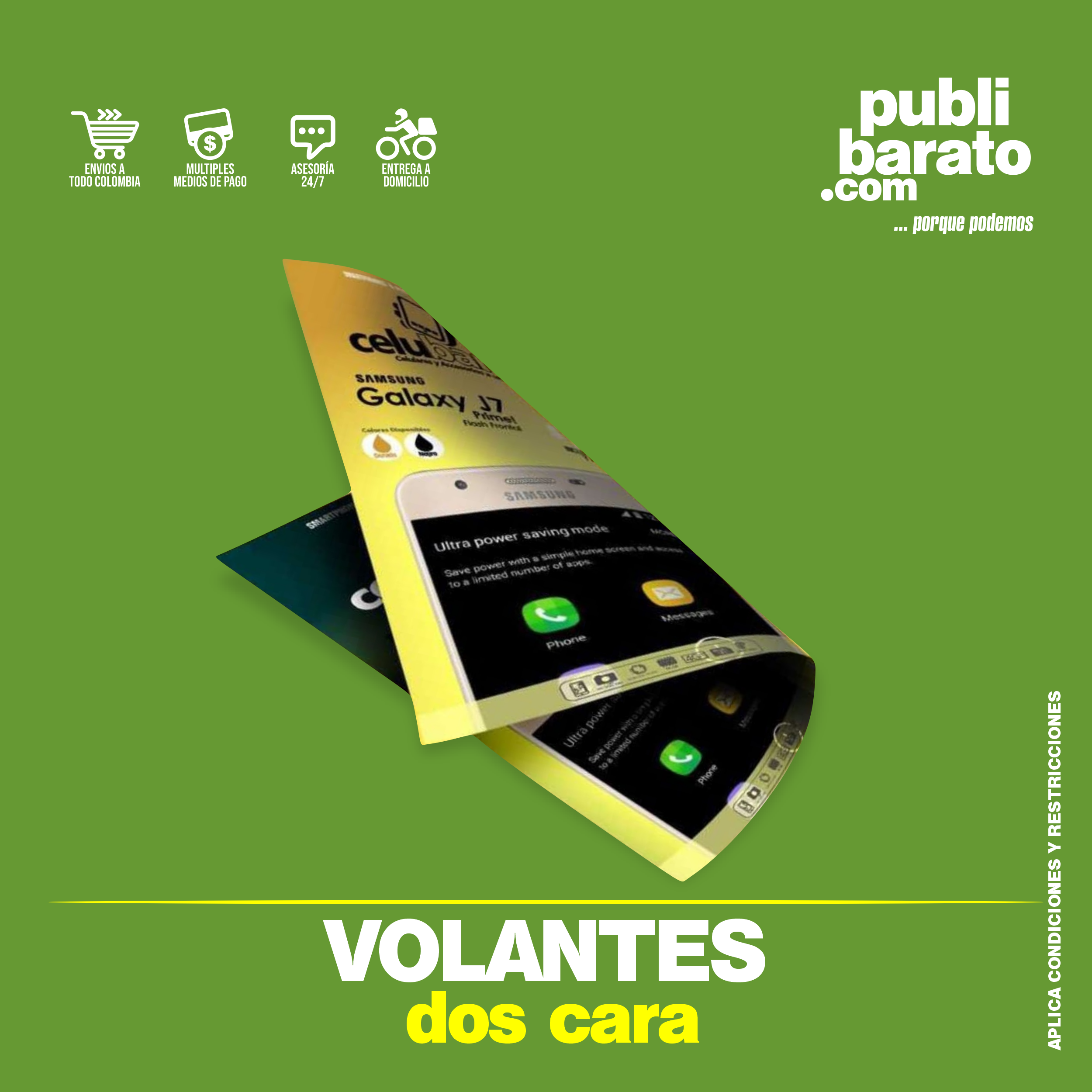 1.000 Volantes 2 Caras 21x12 cms.