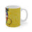 Thumbnail: Reverse view of the Simply Thea Sisi Eko mug showing the continuation of the yellow textured background and art details.