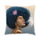 Thumbnail: Detail of the soft, muted tones and expressive artwork on the "Afro Soul" cushion.