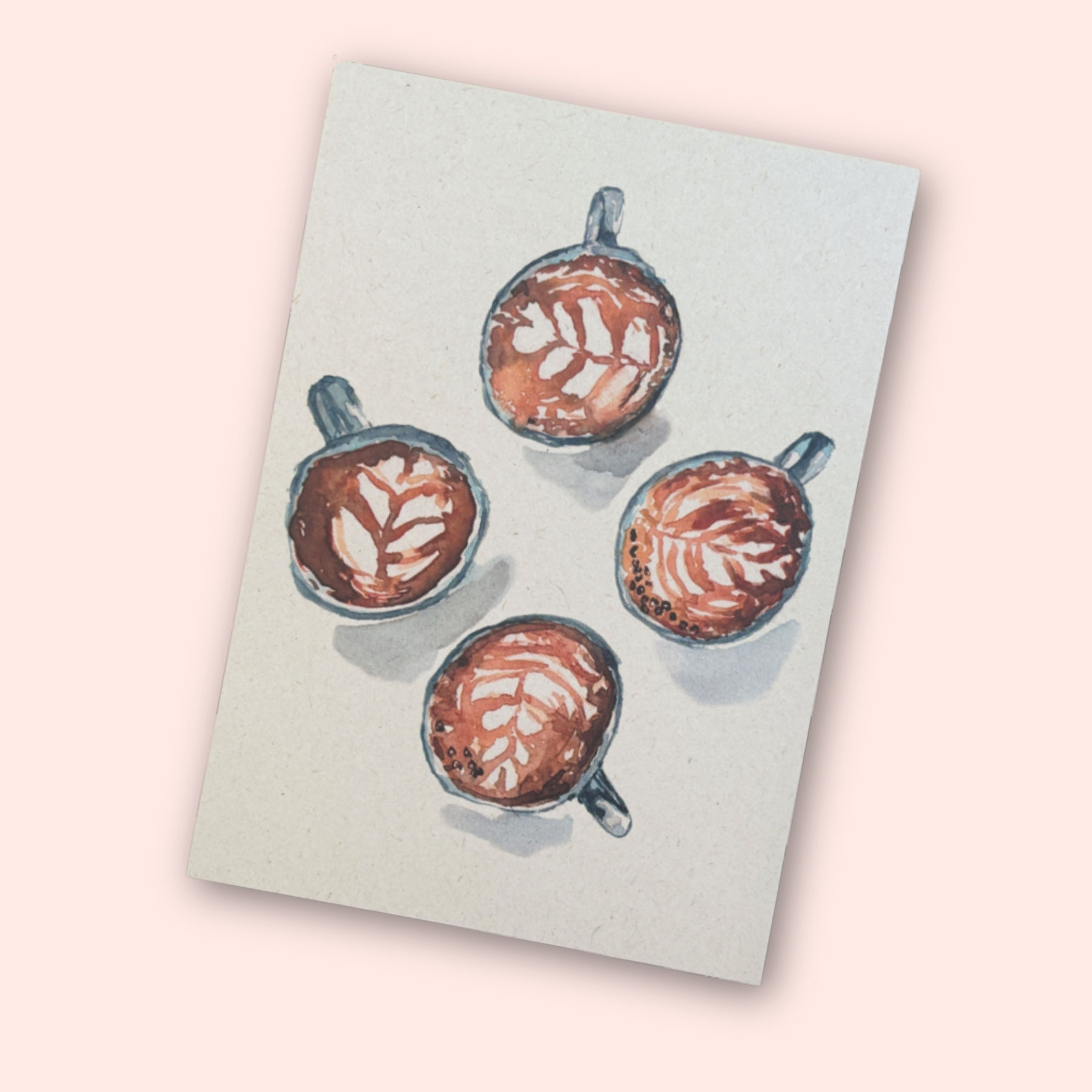 Aquarel wenskaart A6 (10,5x14,8) | kopjes koffie (B2B)