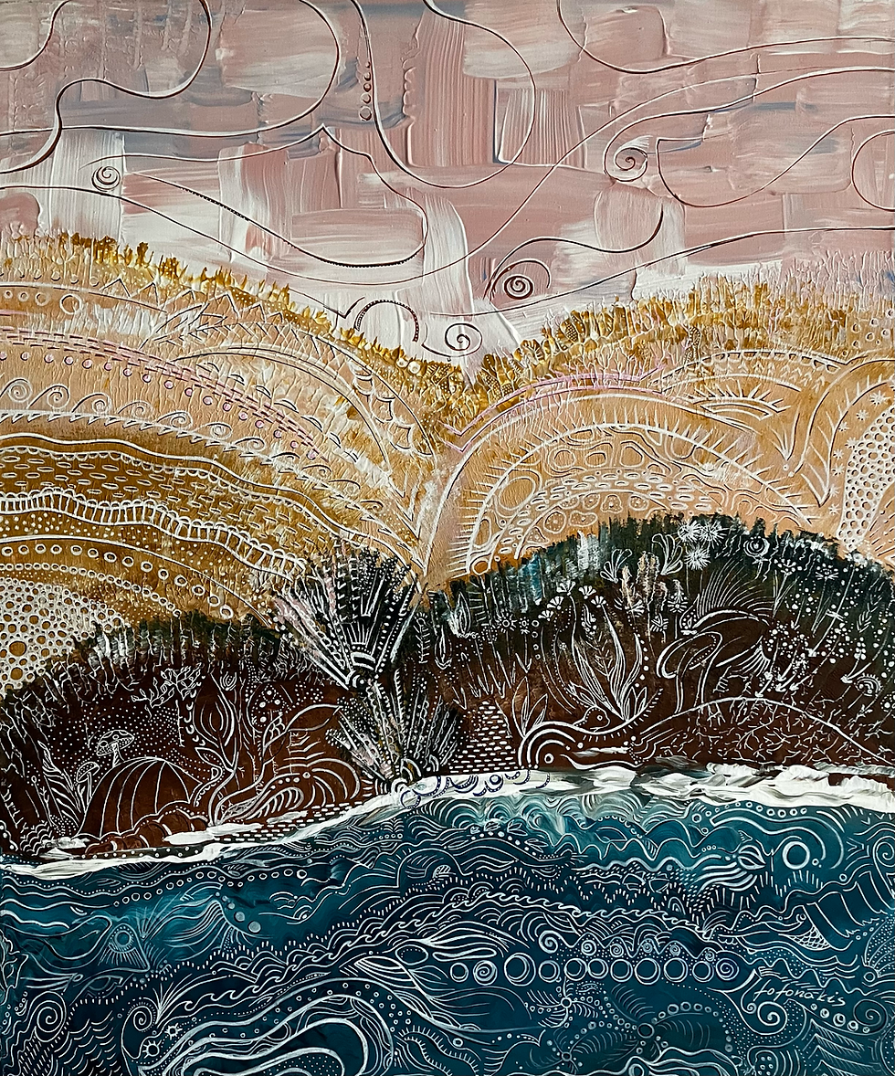 Field a side view - traditional acrylic art painting