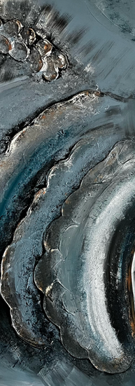 Abstract art "Flora birth" in shades of blue and gray. Nature -Inspired Abstract Art.