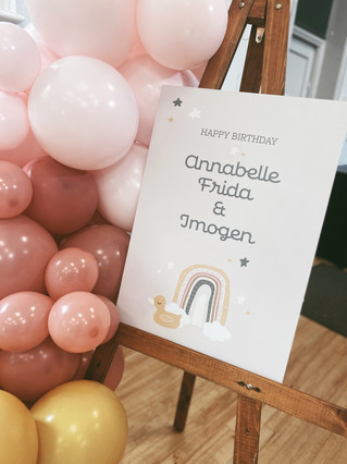 Rainbows and ducks birthday board
