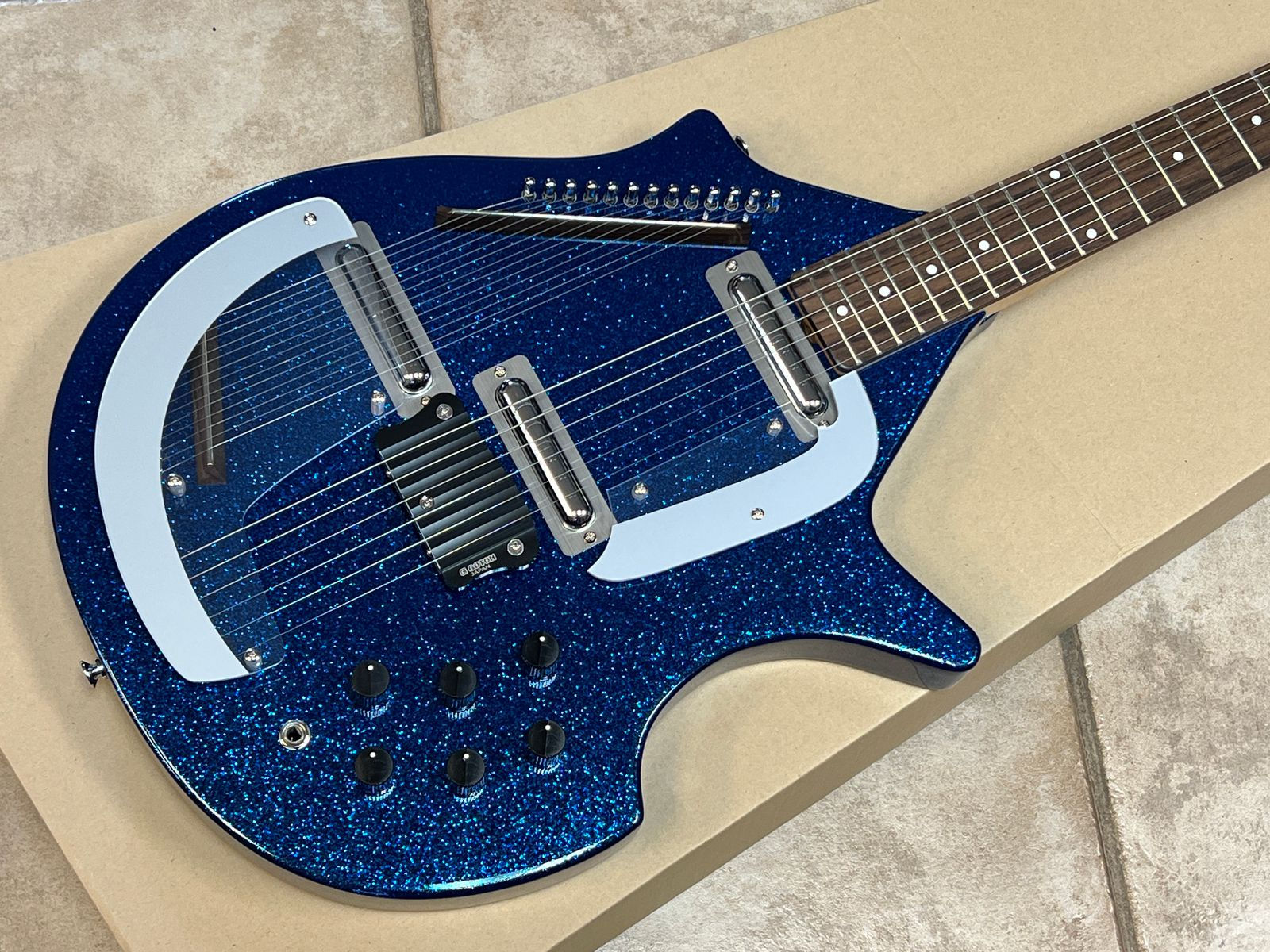 Danelectro Coral Electric Sitar Blue Sparkle Metal Flake