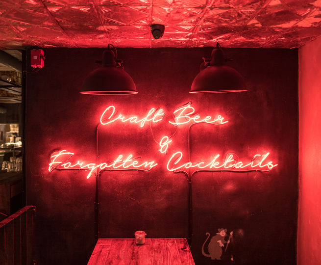 Black Sheep neon part of first Black Sheep Coffee shop interior.