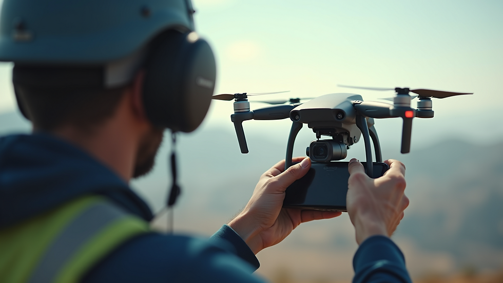 Close-up view of a drone technician preparing for a flight