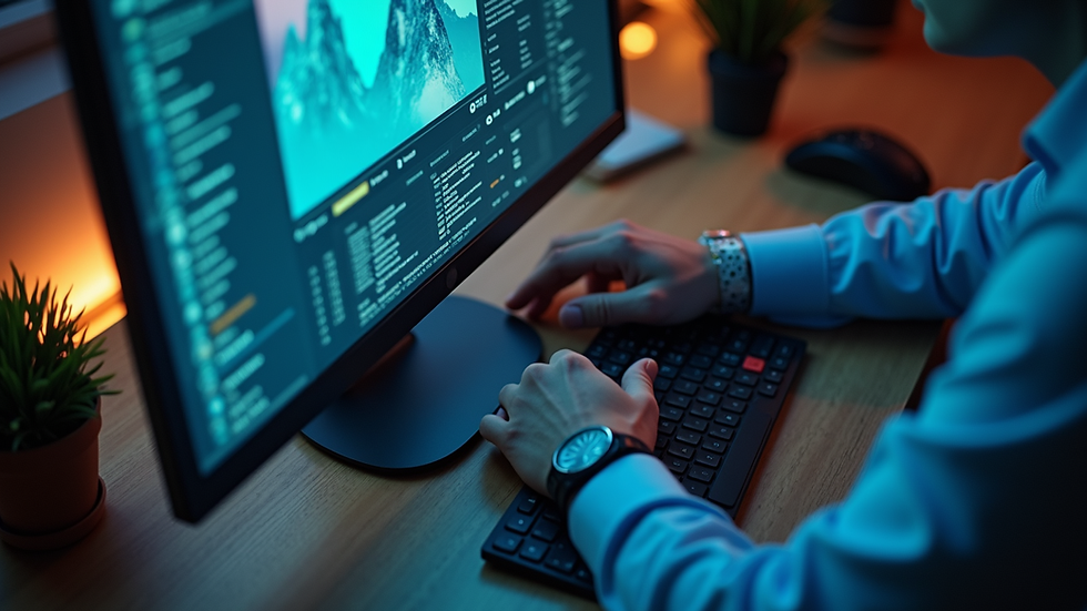 High angle view of a person adjusting PC settings on screen
