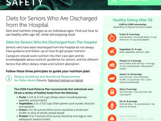 Diets for seniors who are discharged from the hospital.