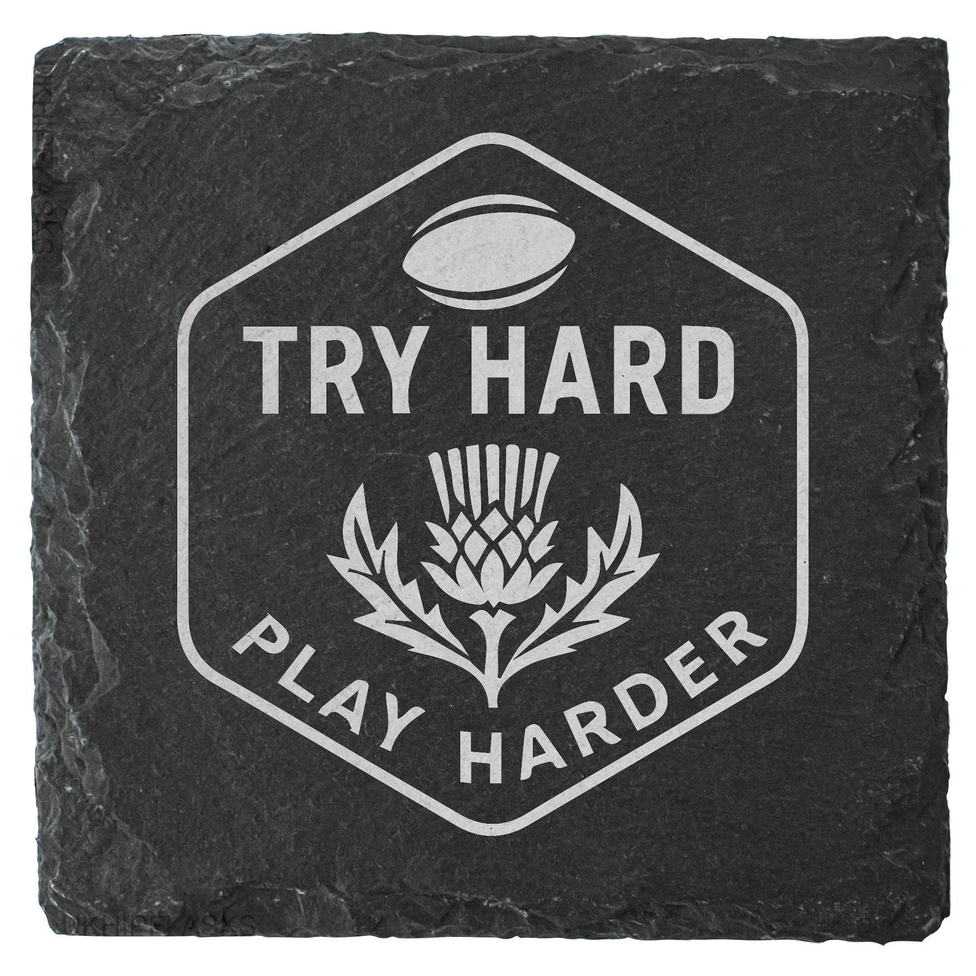 Try Hard, Play Harder Slate Coaster