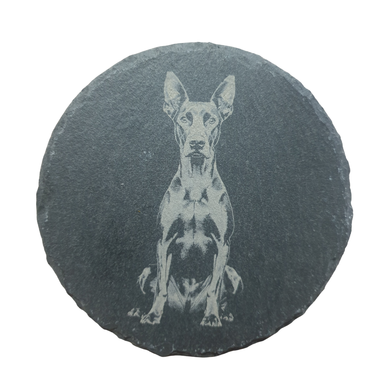 Doberman Laser Engraved Slate Coaster