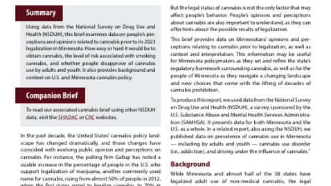 Perceptions and Opinions Related to Cannabis in Minnesota