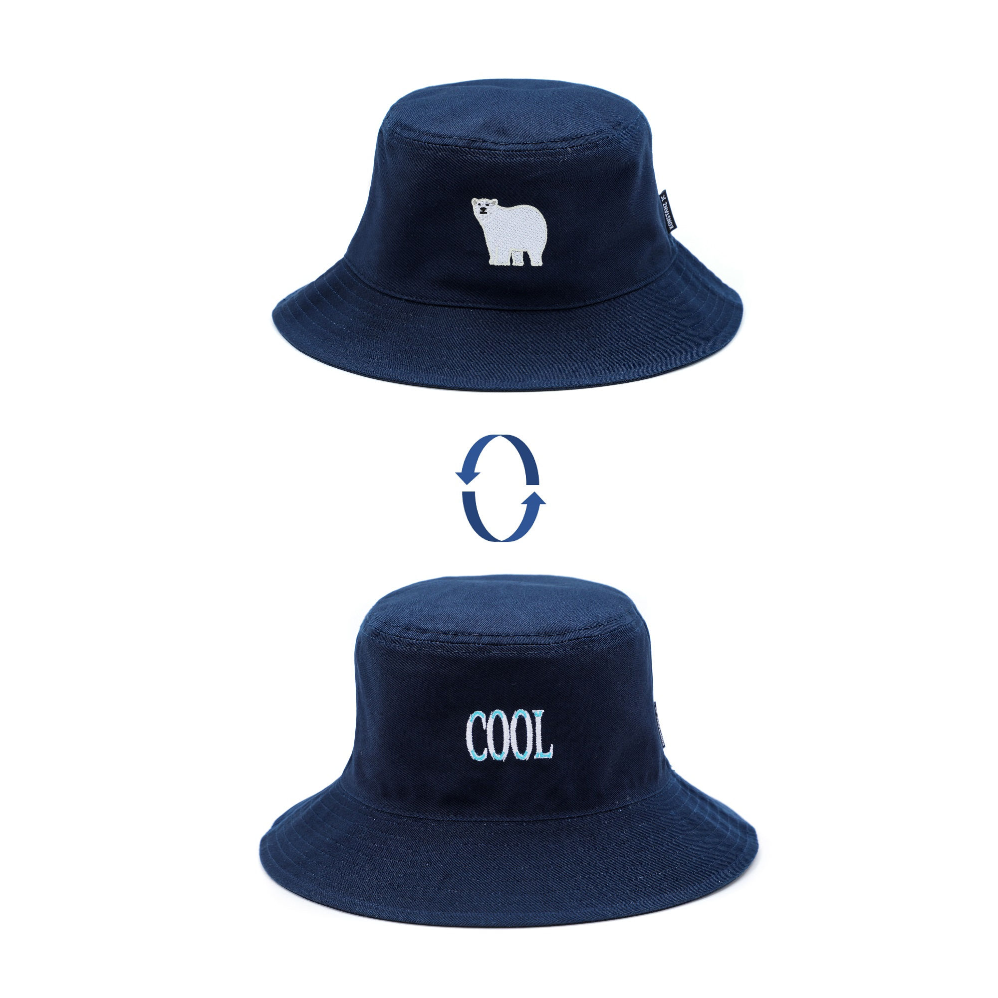 JC 家族系列: JACK 北極熊/ COOL雙面漁夫帽 (深藍色)