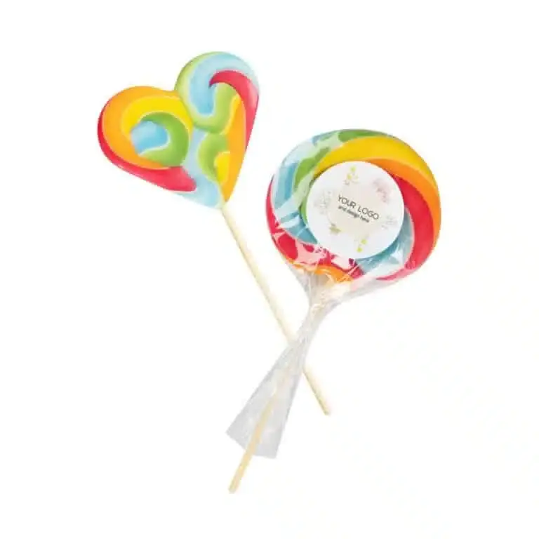 Close-up di ciocco pop personalizzati con colori vivaci