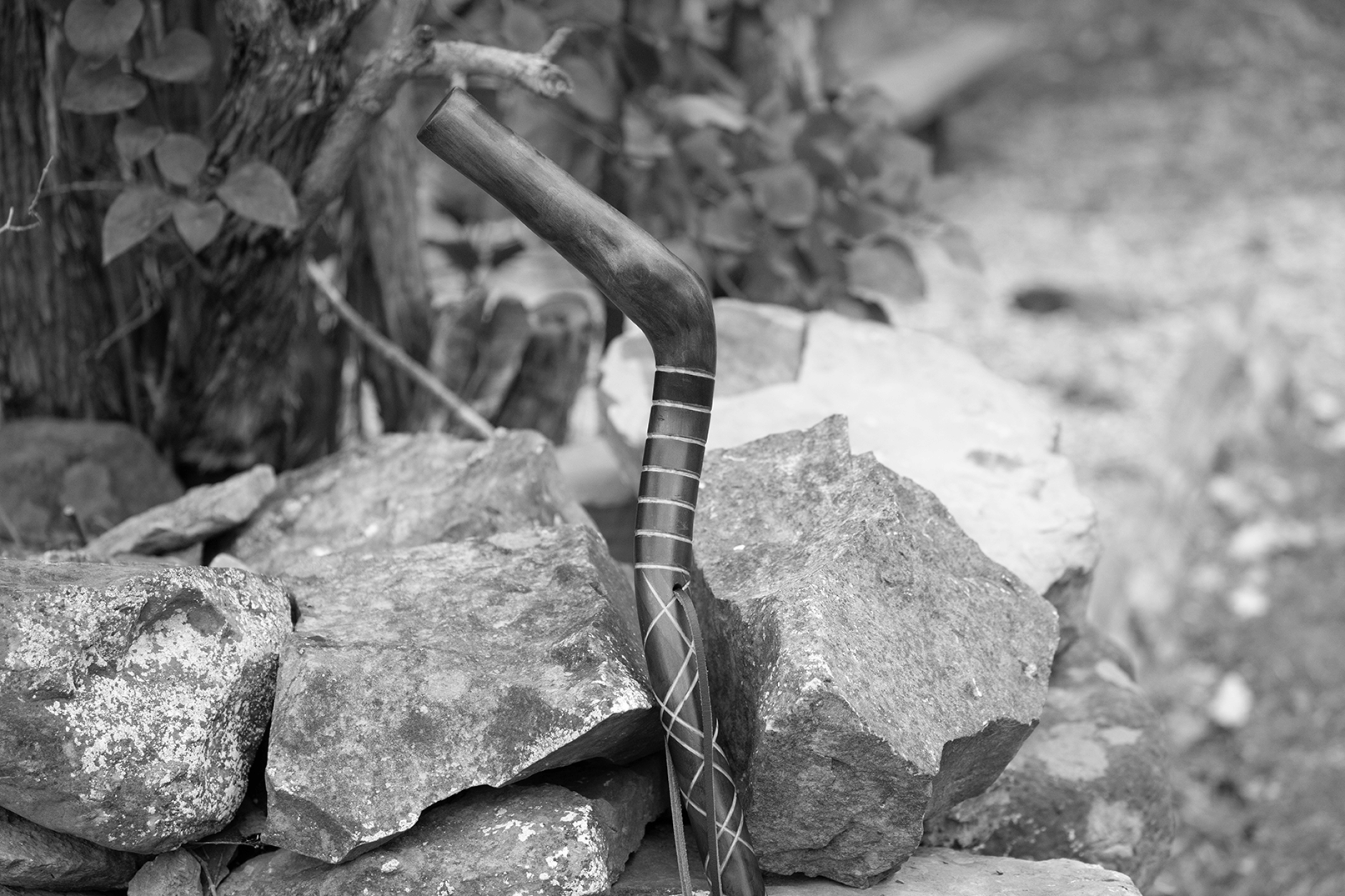 Distressed Plaid Walking Stick