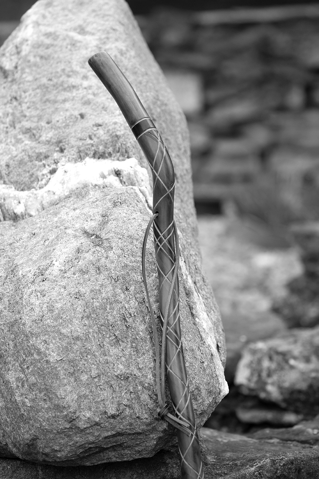 Distressed Plaid Walking Stick