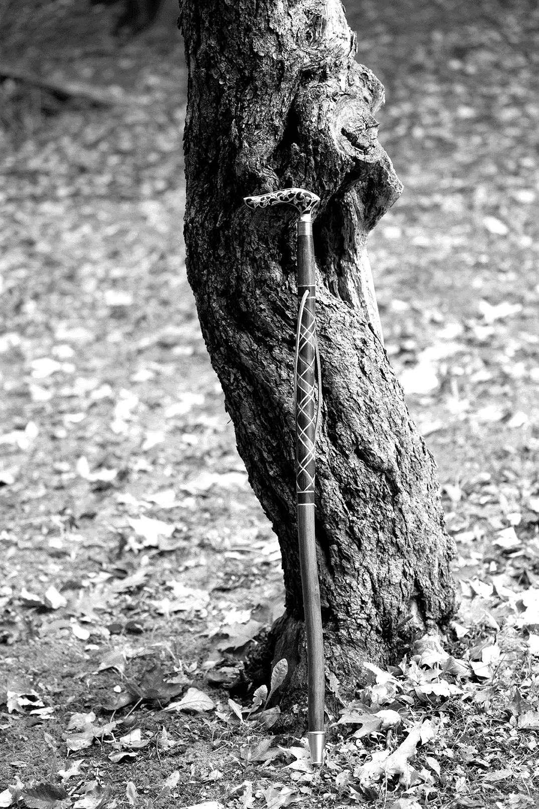 Distressed Plaid Walking Stick