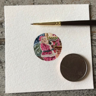 Miniature Watercolor Painting: Santa Claus