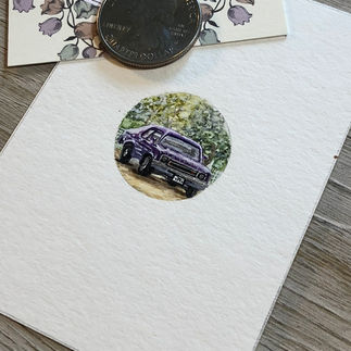 Miniature Watercolor Painting: Car