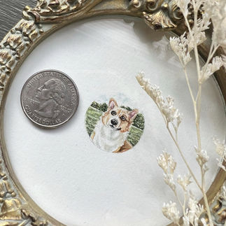 Miniature Watercolor Painting: Pet Portrait Corgi