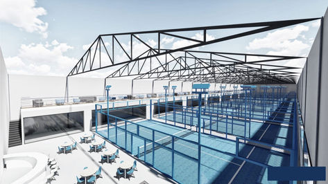 Visualisierung einer Padelhalle