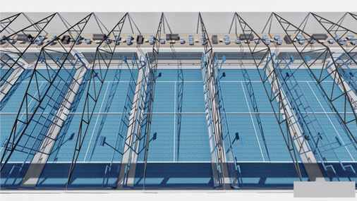 Visualisierung einer Padelhalle