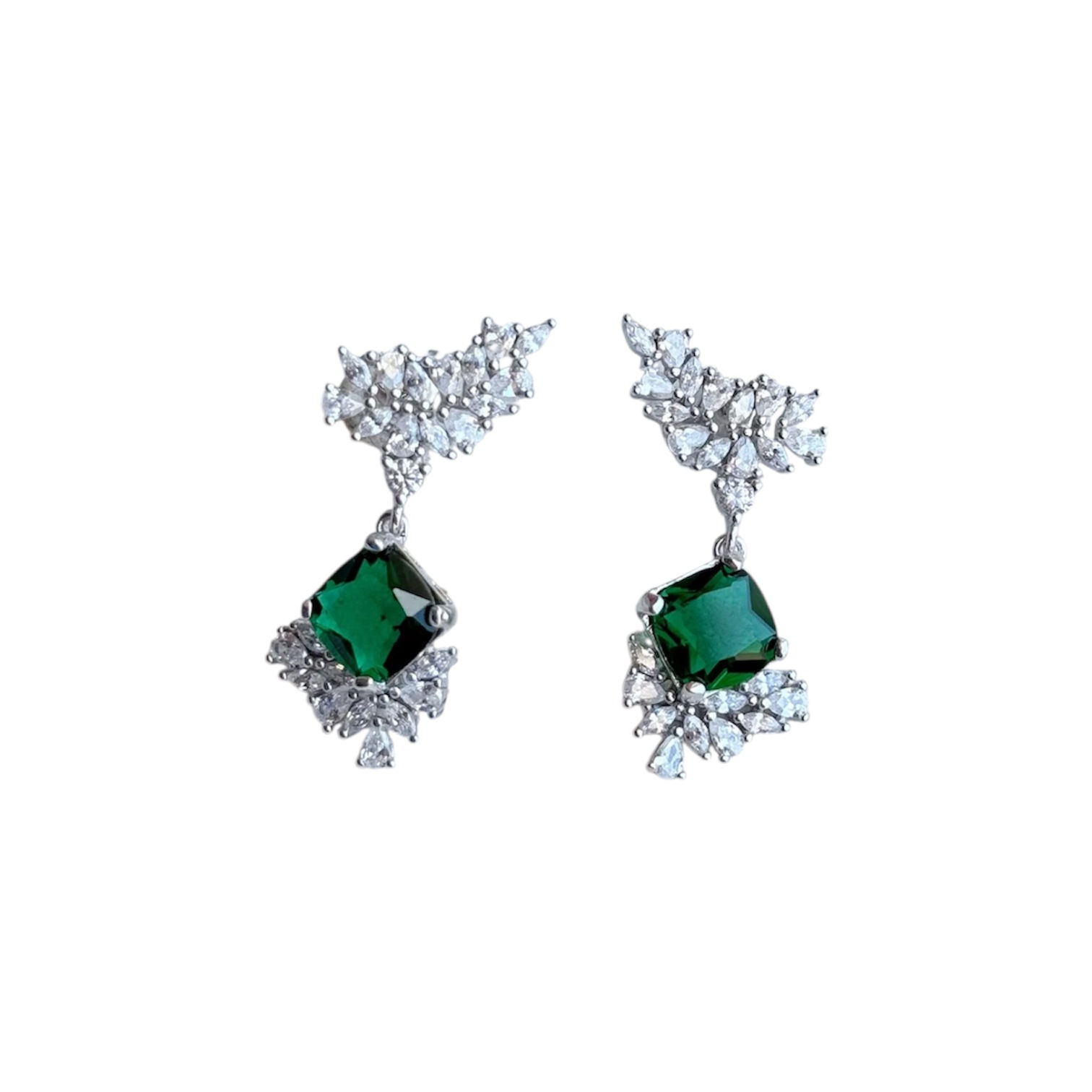 Elegant Green Stone Drop Earrings