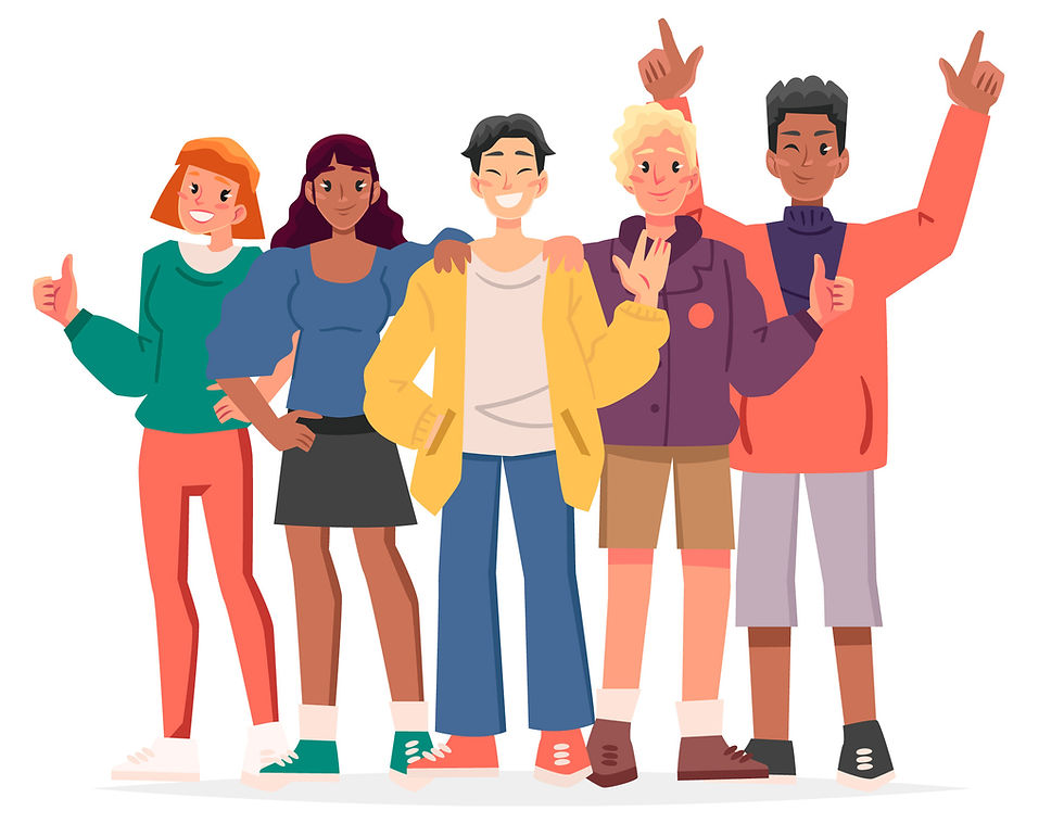 group of happy recovering people