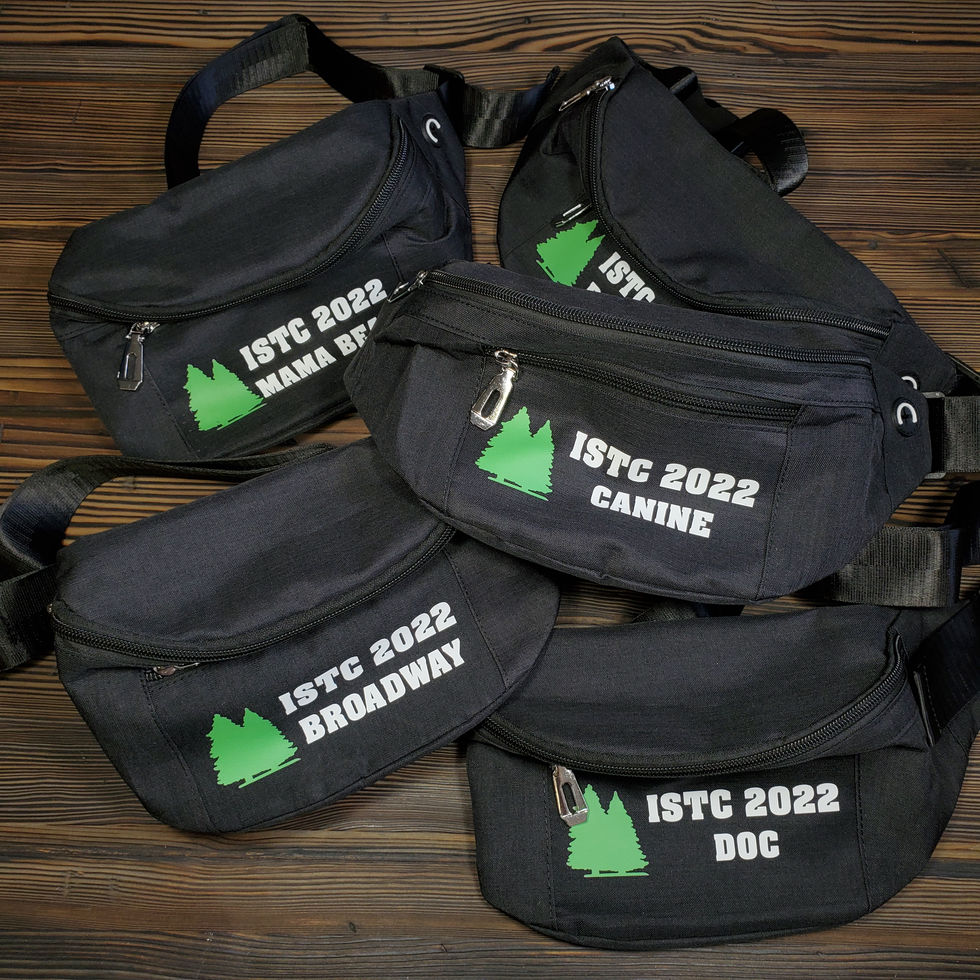 image featuring heat transfer vinyl (HTV) fanny packs for International Sports Camp