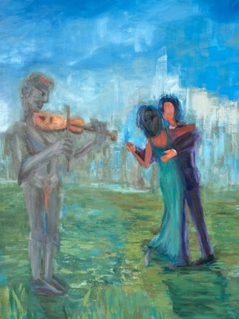 Robot serenading the couple