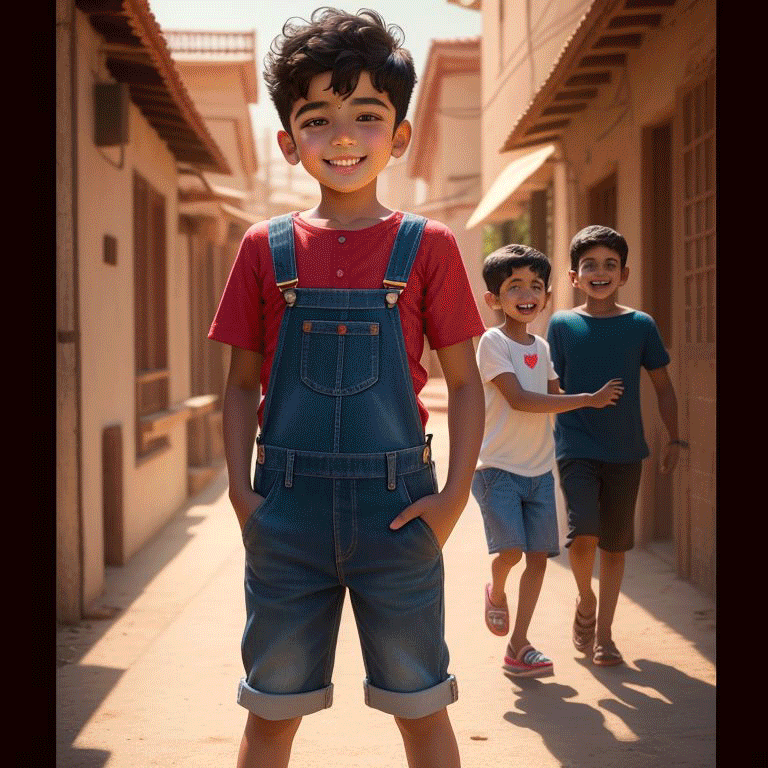 A gif containing different images of kids generated using AI