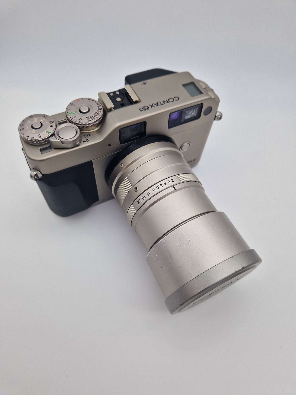 Thumbnail: Contax G1 green label 35mm film camera.