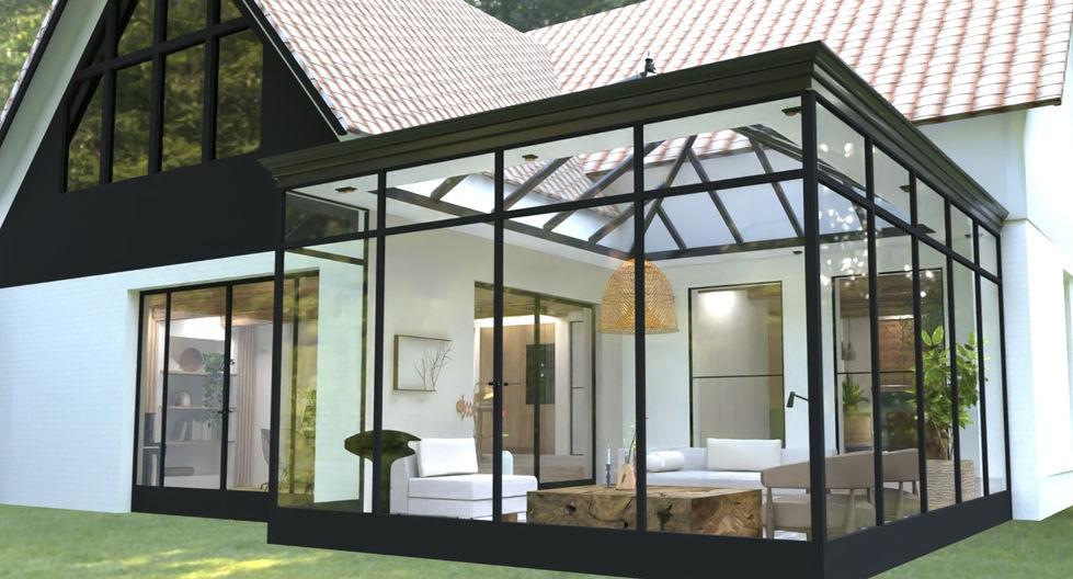 Serre aanbouw vrijstaande woning.