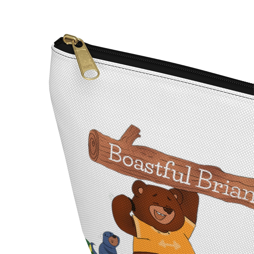 Thumbnail: Boastful Brian - Accessory Pouch w T-bottom (Black Zip Front Closeup)