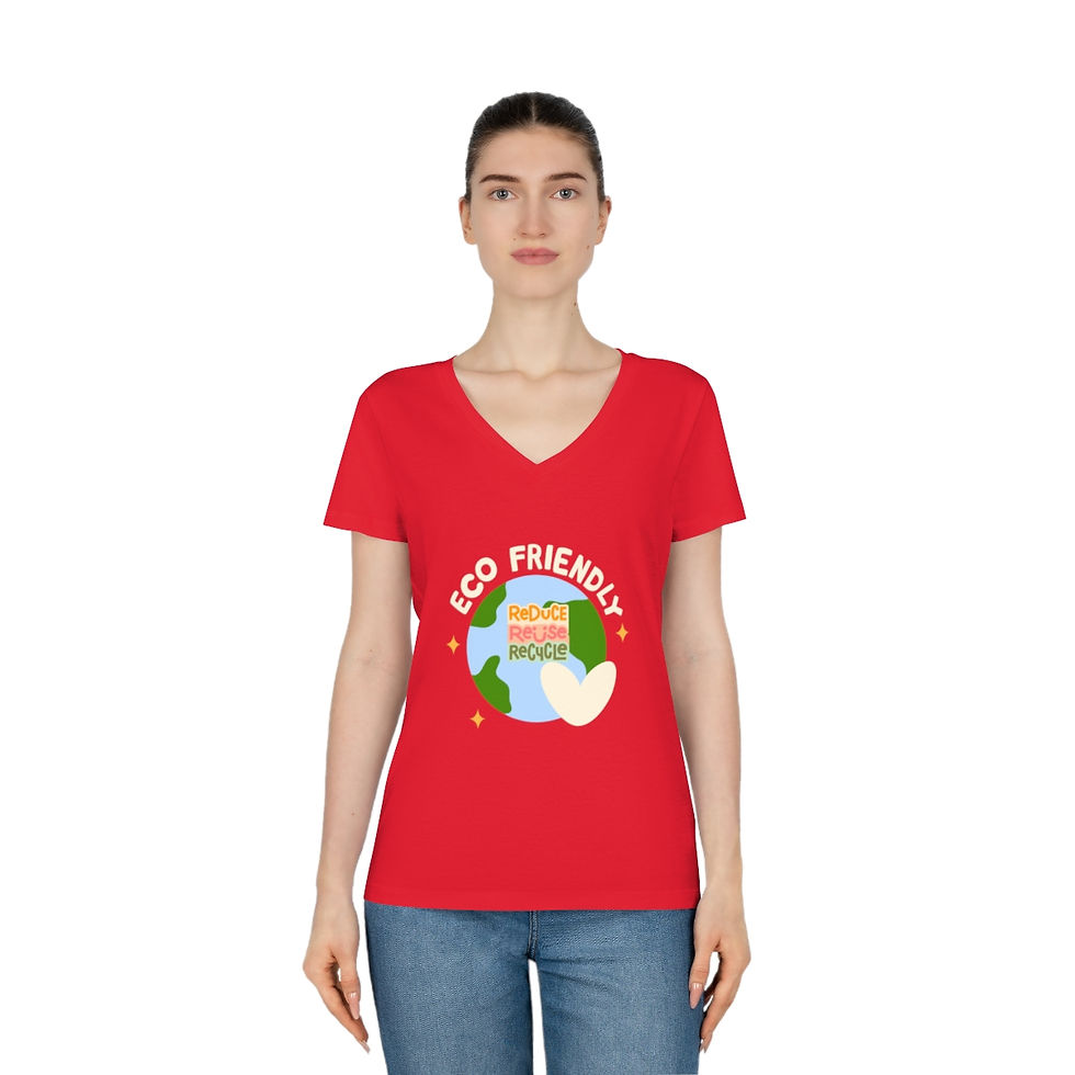 Thumbnail: Eco-friendly V-Neck T-Shirt for Women, Reduce Reuse and Recycle