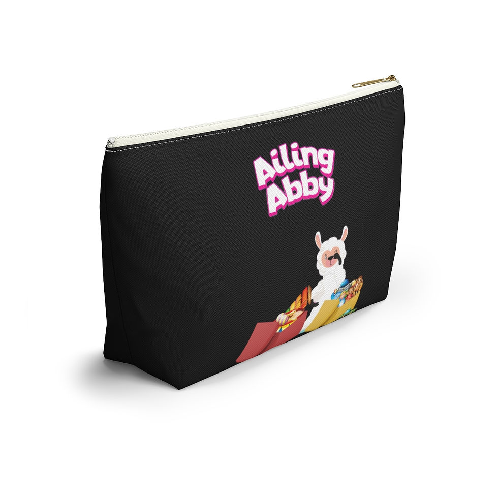 Thumbnail: Ailing Abby - Accessory Pouch w T-bottom (White Zip Back Angled)