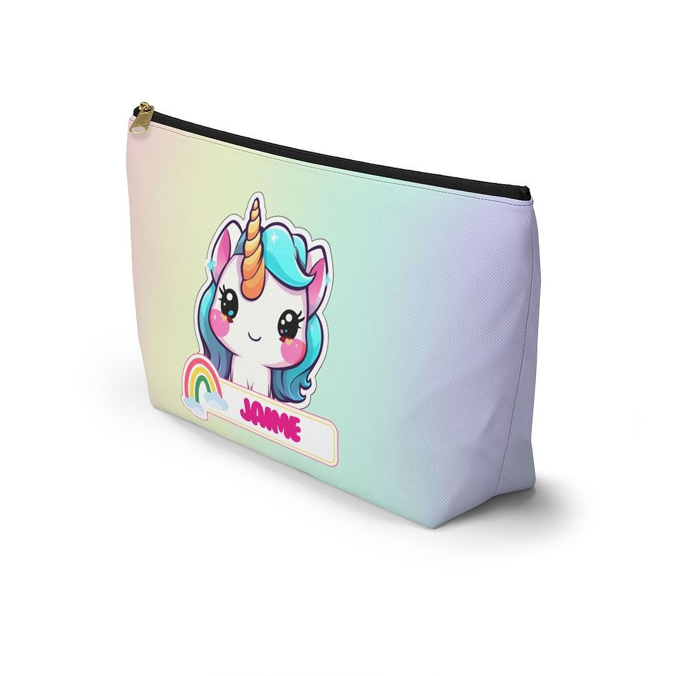 Thumbnail: Personalised Unicorn Pouch for Girls, Accessory Pouch w T-bottom,