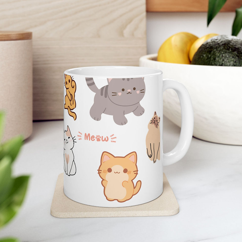 Thumbnail: Kitty Ceramic Mug in White