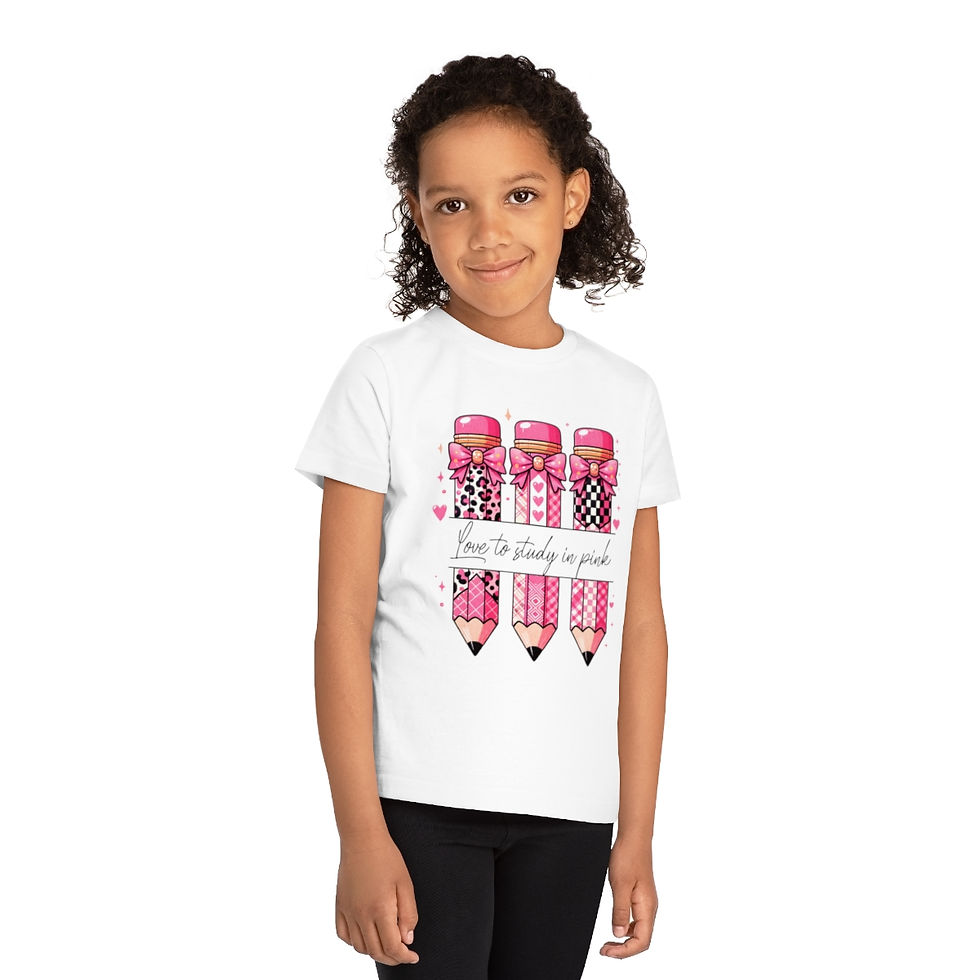 Thumbnail: Love to Study in Pink Eco Friendly Kids T-Shirt