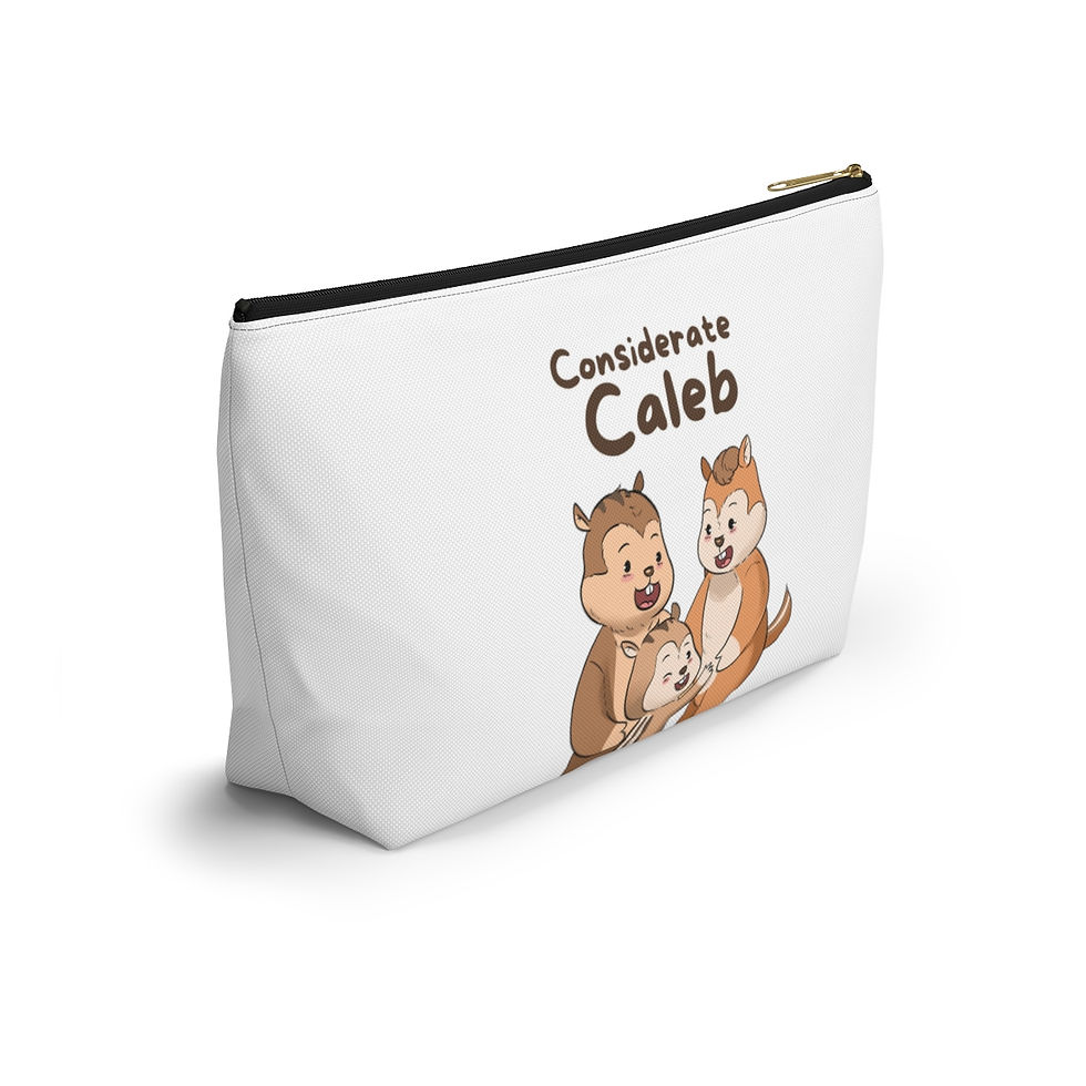 Thumbnail: Considerate Caleb - Accessory Pouch w T-bottom (Black zip Back Angled)