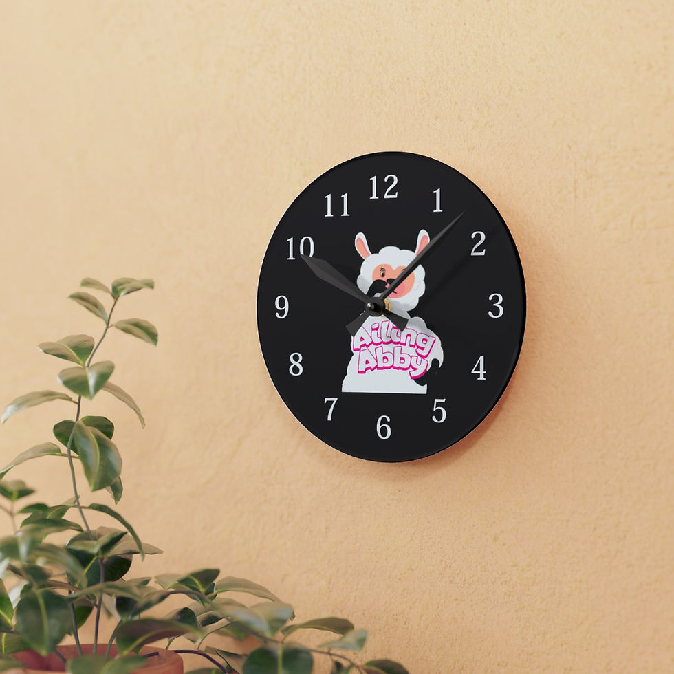 Thumbnail: Ailing Abby - Acrylic Wall Clock (Angled View)