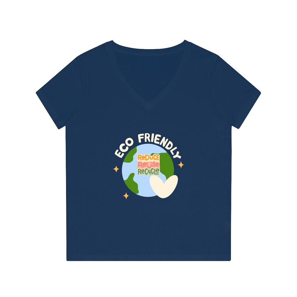 Thumbnail: Eco-friendly V-Neck T-Shirt for Women, Reduce Reuse and Recycle