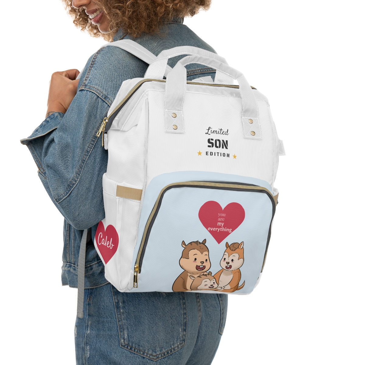 Caleb diaper backpack blue mockup 