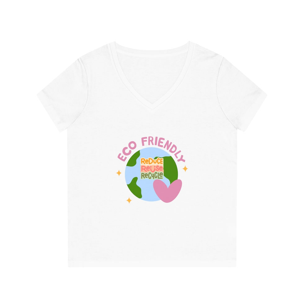 Thumbnail: Eco-friendly V-Neck T-Shirt for Women, Reduce Reuse and Recycle
