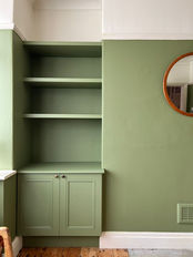 Fitted alcove unit cabinet and floating shelves