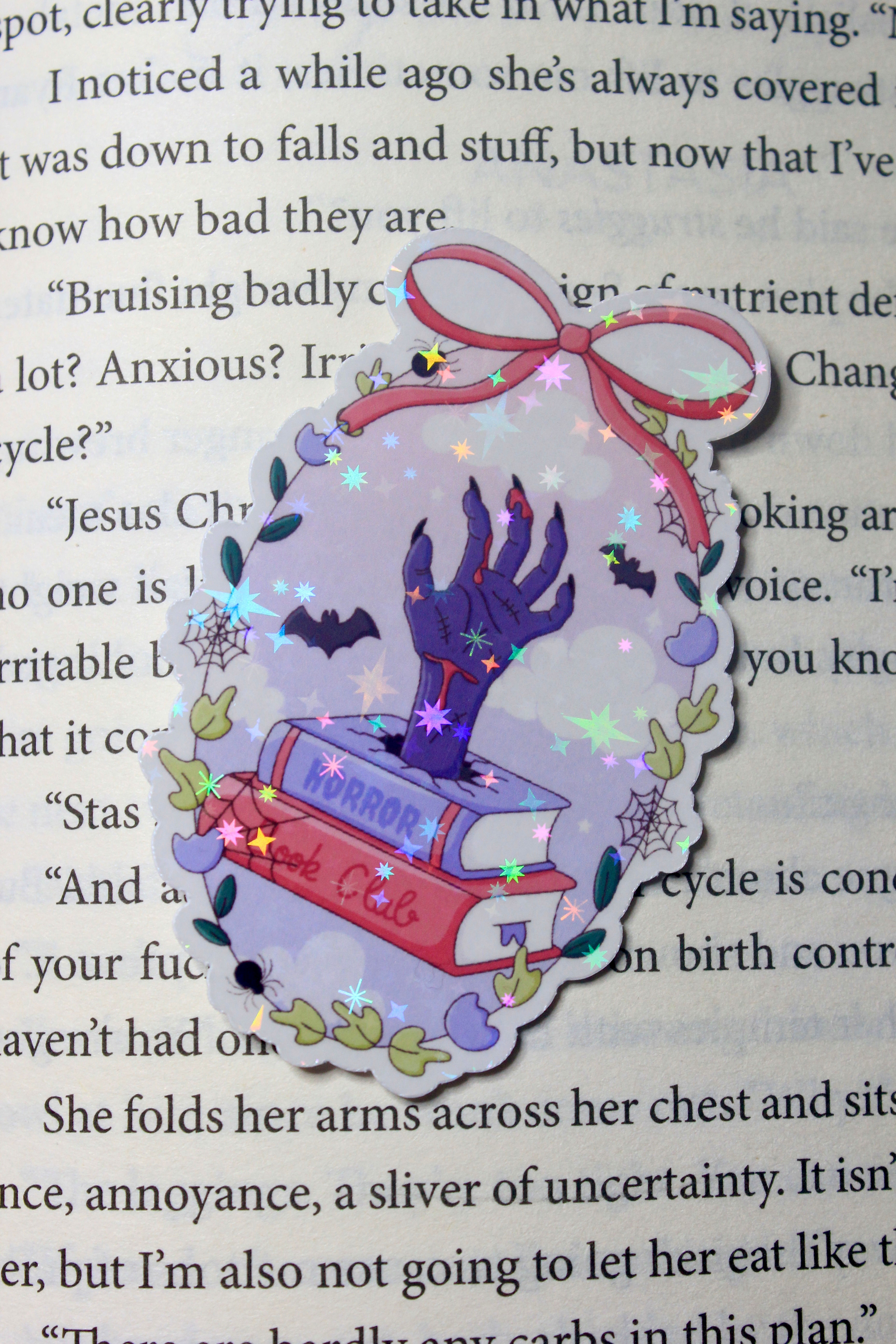 Horror Book Club Sparkly Sticker