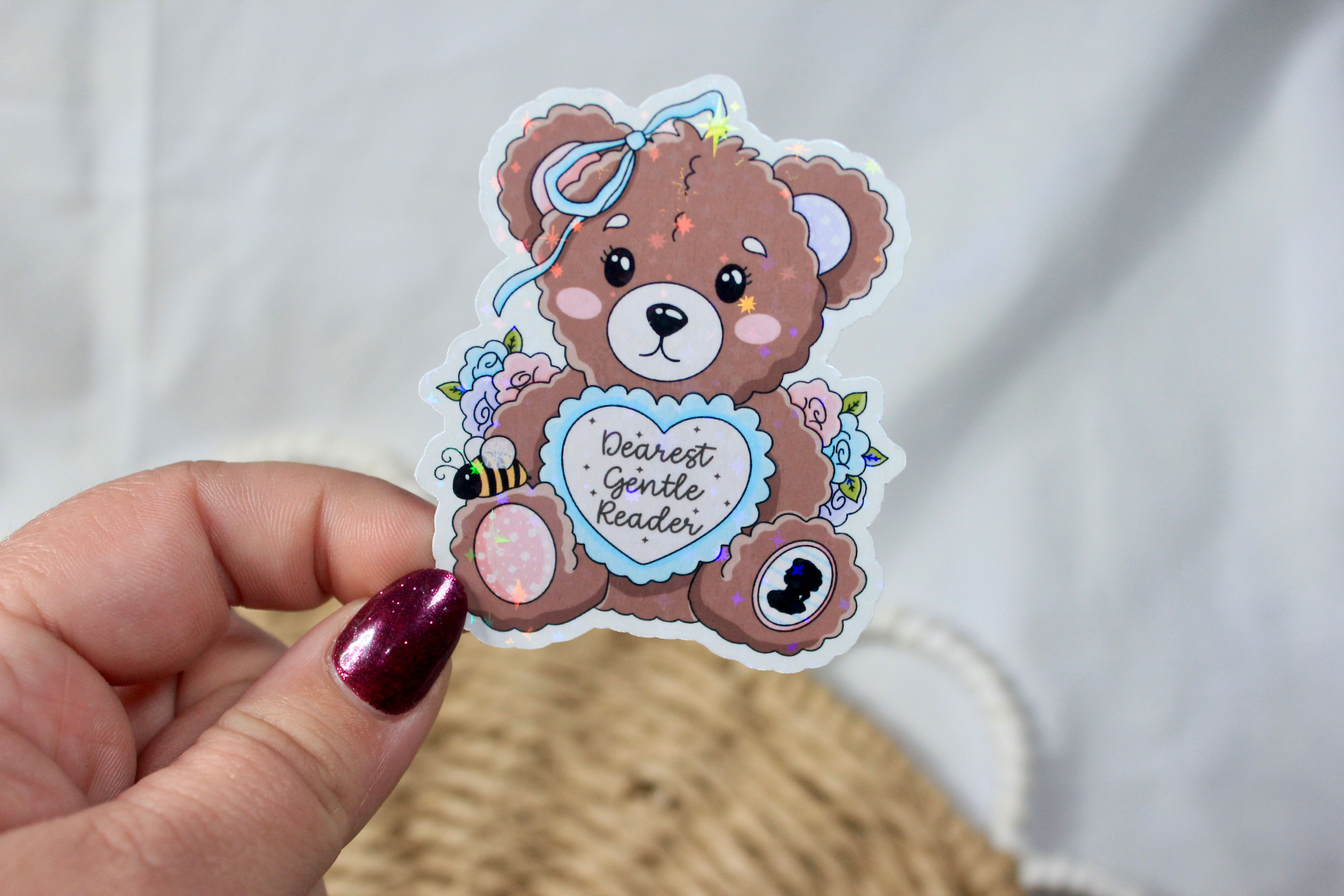 Bear Gentle Reader Sparkly Sticker